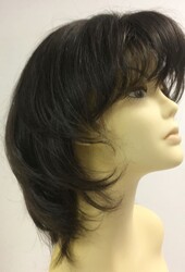 Boyazsız Orta Boy Doğal Model Katlı Kesim Gerçek Saç Peruk - Thumbnail