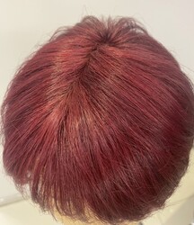 Canlı Kızıl Katlı Kesim Kısa Gerçek Saç Peruk - Thumbnail