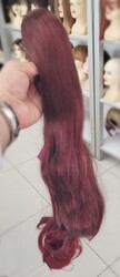 Canlı Kızıl Ombreli Sentetik Saç Tokalı Atkuyruk Postiş - Thumbnail