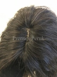 Doğal Saç En Uzun Dalgalı Peruk Tepesi Derili - Thumbnail