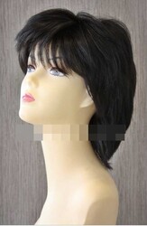 Gerçek Saç Peruk Kısa Model - Thumbnail