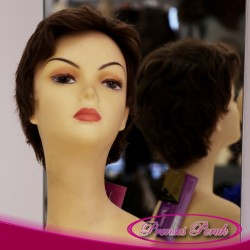 Prenses Peruk - Kısa Model Gerçek Saç Peruk Kestane Renk