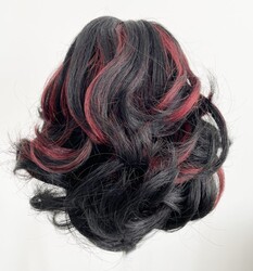 Prenses Peruk - Kızıl Balyajlı Dalgalı Model Hazır Topuz Saç