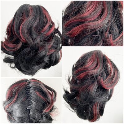 Kızıl Balyajlı Dalgalı Model Hazır Topuz Saç