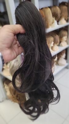 Koyu Kestane Katlı Kesim Uzun Boy Kelebek Tokalı Sentetik Postiş