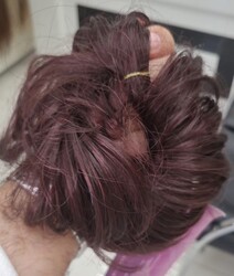Prenses Peruk - Koyu Kızıl Sentetik Saç Lastikli Hazır Topuz Tokası