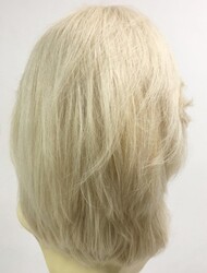 Platin Sarısı Omuz Boyu Gerçek Saç Peruk - Thumbnail