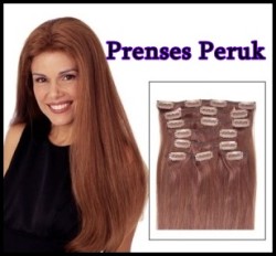 Prenses Peruk - Kaliteli Sentetik Çıt Çıt Saç Canlı Kahve 8´li Takım