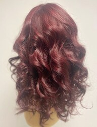 Uzun Boy Kızıl Renk Katlı Kesim Gerçek Saç Peruk - Thumbnail